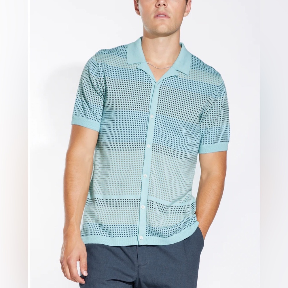 Civil Society Full Placket Sweater Resort Shirt – Aqua | NWT | Sizes L & XXL